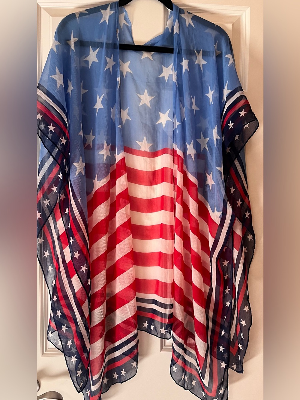Steve Madden Blue and White Star Sheer Kimono 4th of July